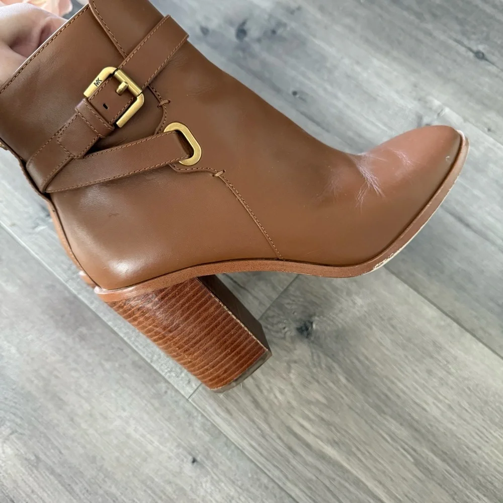 Michael Kors Cognac Leather Classic Heel Booties - Picture 4 of 9